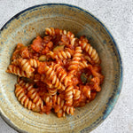 pasta with tomato eggplant zucchini sauce