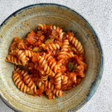 pasta with tomato eggplant zucchini sauce