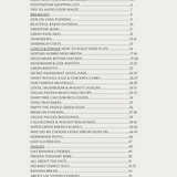 table of contents recipe book