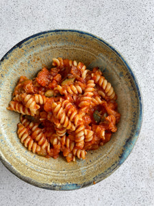 pasta with tomato eggplant zucchini sauce